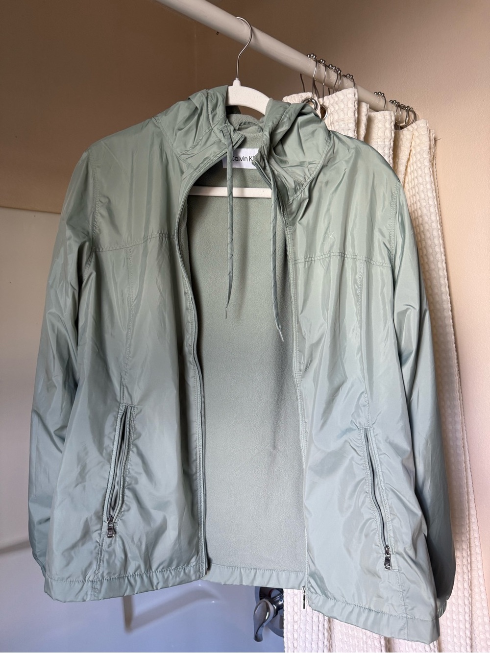 Calvin Klein womens Light Sage Hooded Windbreaker Jacket